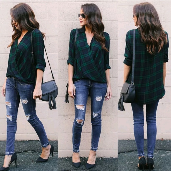 JUST IN❣🆕️Women's Green Plaid shirt - Picture 3 of 5
